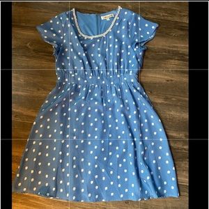 Blue and White Polka Dot Dress